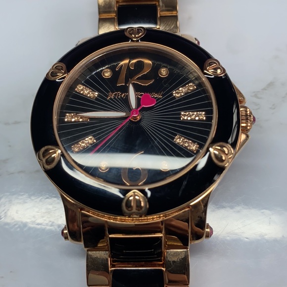 Betsey Johnson rose gold and black enamel watch - Picture 3 of 3
